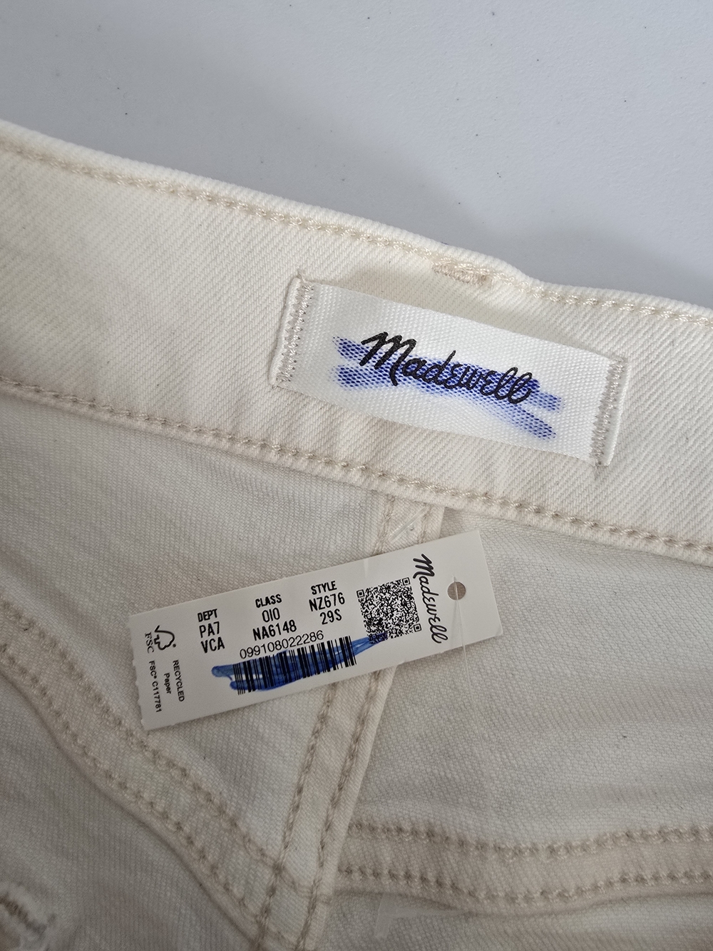 Madewell Perfect Vintage Wide Leg Cropped 29S Ecru White NWT - Picture 9 of 9
